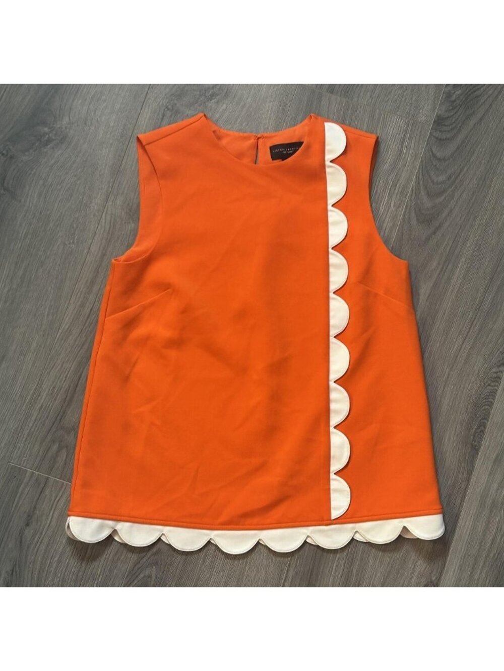Victoria Beckham For Target Blouse Womens S Orange Scallop Hem Sleeveless Top